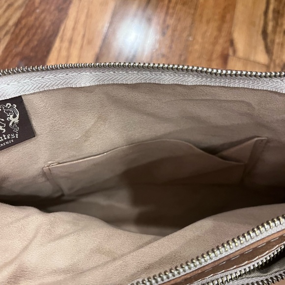 PRATESI Firenze Women’s Hand Bag Clutch Wristlet Leather Suede Brown - Picture 9 of 9